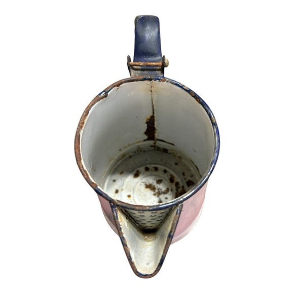 Vintage White Enamel Kettle/Coffee Pot Enamelware, 11" with  Lid - Picture 5 of 6